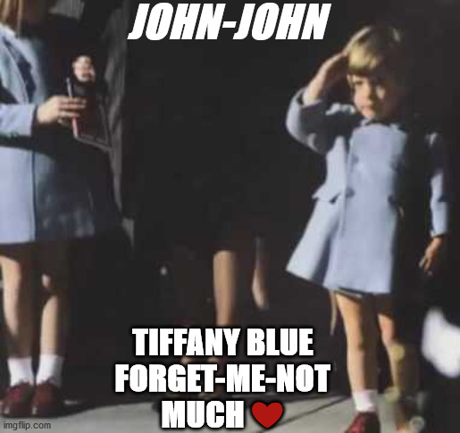JJ Tiffany Blue | JOHN-JOHN; TIFFANY BLUE 
FORGET-ME-NOT 
MUCH ❤️ | image tagged in jfk jr,tiffany blue,jfk,love | made w/ Imgflip meme maker