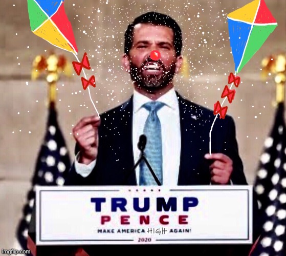 Douche Jr. high as a kite | image tagged in douchebag,trump family,too damn high,cocaine is a hell of a drug,don jr | made w/ Imgflip meme maker