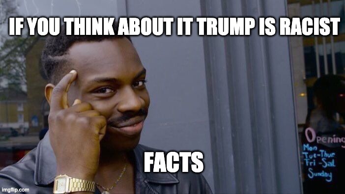 When You Think About It | image tagged in trump,thinking,facts,racist | made w/ Imgflip meme maker