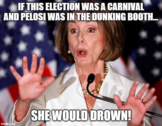 Pelosi | IF THIS ELECTION WAS A CARNIVAL AND PELOSI WAS IN THE DUNKING BOOTH... SHE WOULD DROWN! | image tagged in carnival | made w/ Imgflip meme maker