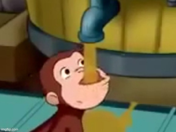 Curious George drinking Blank Meme Template