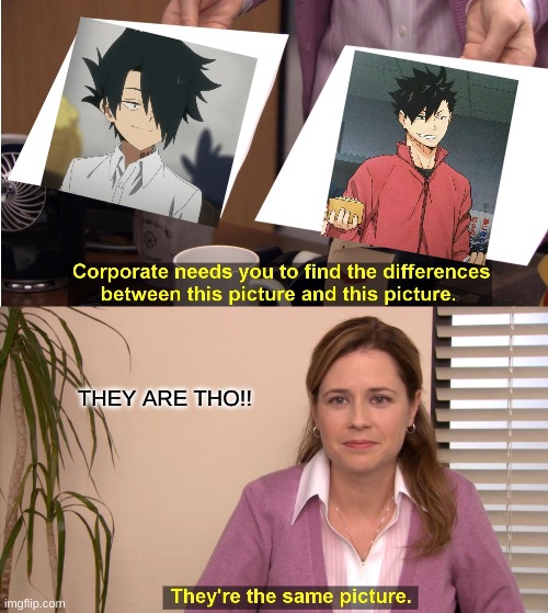 They're The Same Picture Meme | THEY ARE THO!! | image tagged in kuroo and ray,anime | made w/ Imgflip meme maker