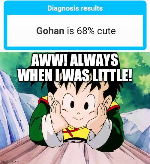 AWW! ALWAYS WHEN I WAS LITTLE! | image tagged in cute gohan dbz | made w/ Imgflip meme maker