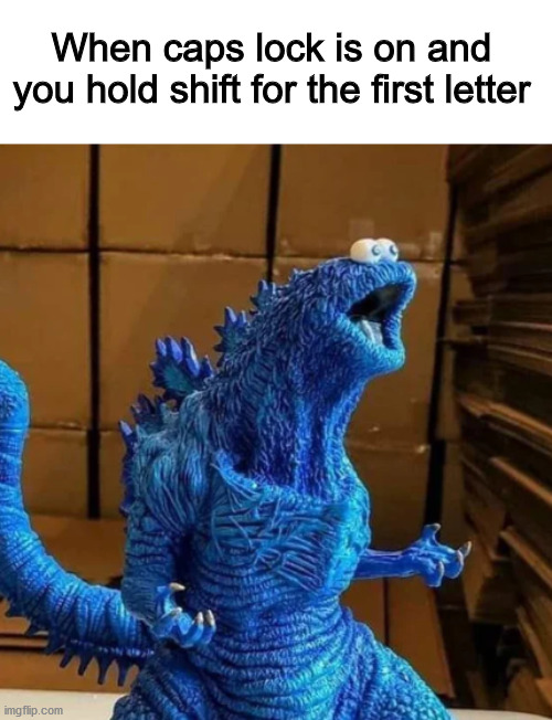 When caps lock is on and you hold shift for the first letter | image tagged in memes | made w/ Imgflip meme maker