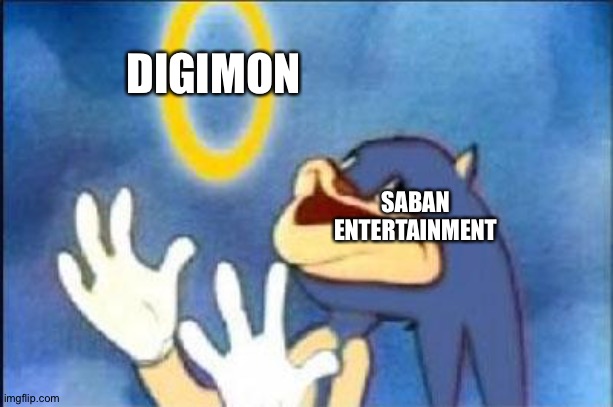 That's how Saban entertainment's Digimon English dub was made! | DIGIMON; SABAN ENTERTAINMENT | image tagged in sonic derp | made w/ Imgflip meme maker