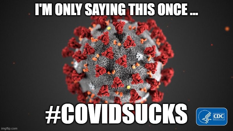 COVID Sucks | I'M ONLY SAYING THIS ONCE …; #COVIDSUCKS | image tagged in covid 19 | made w/ Imgflip meme maker