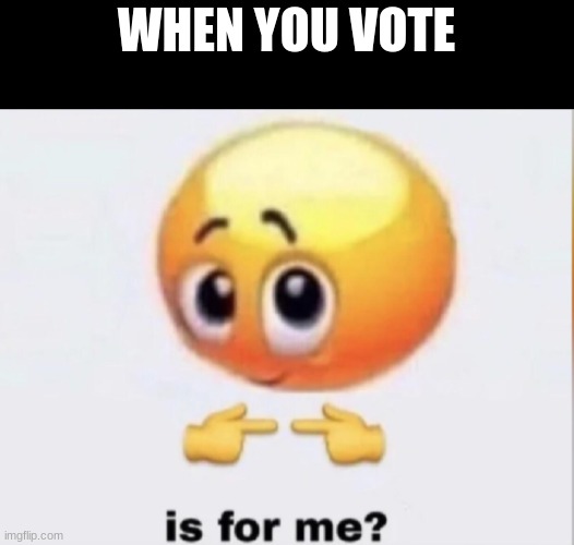 vote me because I'm not as bad as the other canidates | WHEN YOU VOTE | image tagged in is for me | made w/ Imgflip meme maker