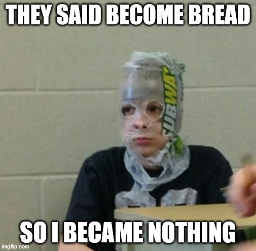 Subway bread | THEY SAID BECOME BREAD; SO I BECAME NOTHING | image tagged in subway bread | made w/ Imgflip meme maker