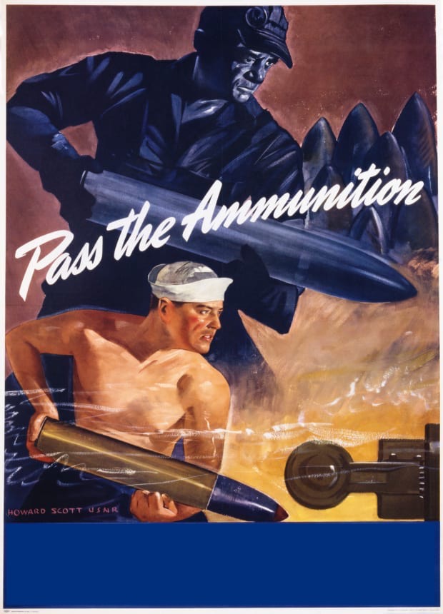 High Quality Pass the Ammunition wartime poster Blank Meme Template