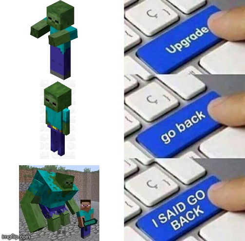 I SAID GO BACK | image tagged in i said go back,zombie,minecraft,cursed | made w/ Imgflip meme maker