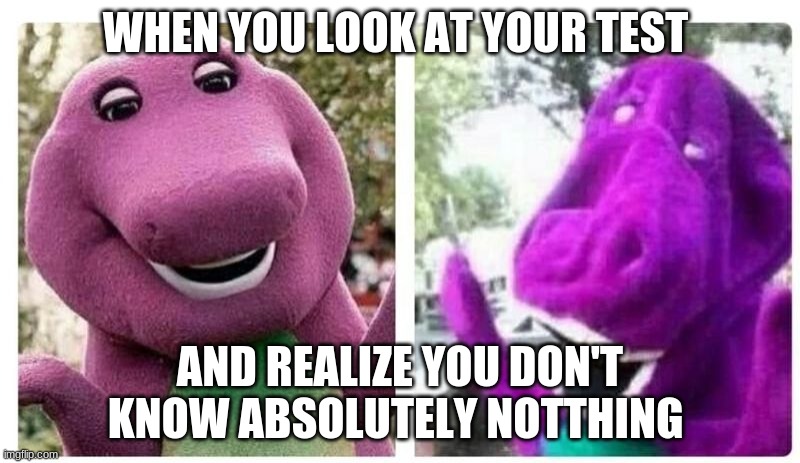 Test | WHEN YOU LOOK AT YOUR TEST; AND REALIZE YOU DON'T KNOW ABSOLUTELY NOTHING | image tagged in final exams be like | made w/ Imgflip meme maker