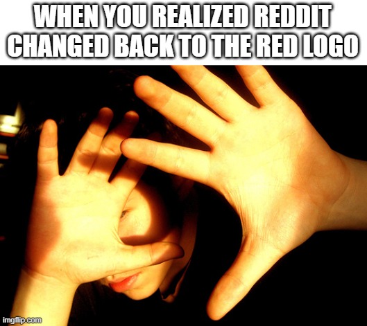 Too Bright | WHEN YOU REALIZED REDDIT CHANGED BACK TO THE RED LOGO | image tagged in too bright | made w/ Imgflip meme maker