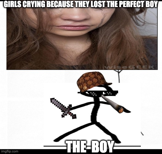 #yayi=09i=09i =09 i | GIRLS CRYING BECAUSE THEY LOST THE PERFECT BOY; THE  BOY | image tagged in bad luck brian | made w/ Imgflip meme maker