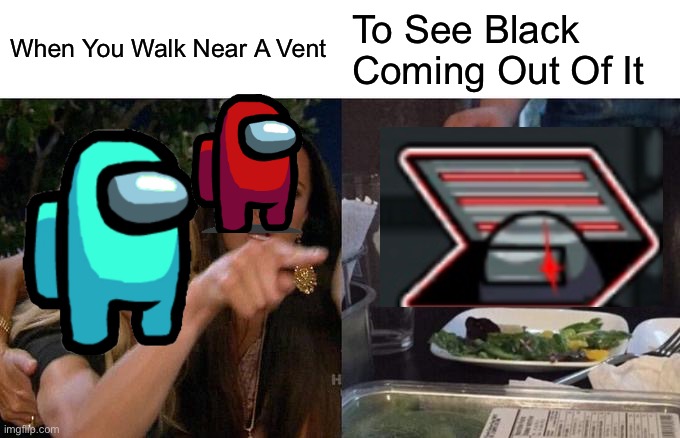 Woman Yelling At Cat |  When You Walk Near A Vent; To See Black Coming Out Of It | image tagged in memes,woman yelling at cat | made w/ Imgflip meme maker