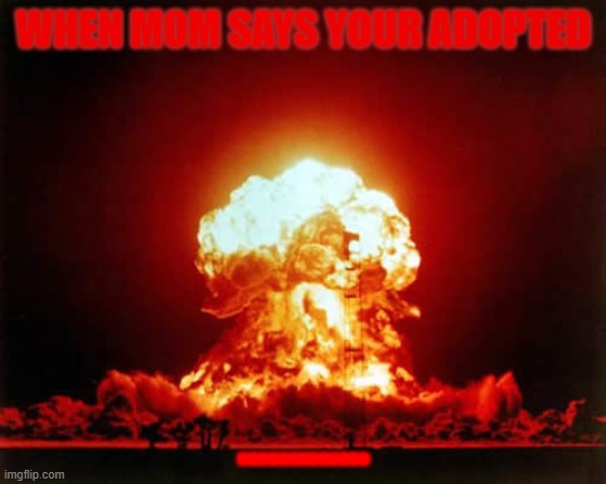 More torture from moms | WHEN MOM SAYS YOUR ADOPTED; ............. | image tagged in memes,nuclear explosion | made w/ Imgflip meme maker