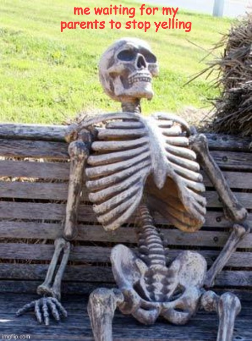 hmm | me waiting for my parents to stop yelling | image tagged in memes,waiting skeleton | made w/ Imgflip meme maker