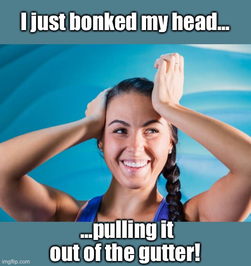 I just bonked my head... ...pulling it out of the gutter! | made w/ Imgflip meme maker