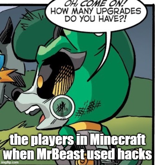 i cant think of a good title | the players in Minecraft when MrBeast used hacks | image tagged in sonic the hedgehog | made w/ Imgflip meme maker