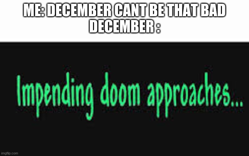 impending doom approaches | ME: DECEMBER CANT BE THAT BAD
DECEMBER : | image tagged in terraria,2020 sucks | made w/ Imgflip meme maker