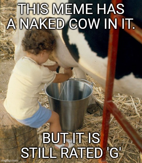 THIS MEME HAS A NAKED COW IN IT. BUT IT IS STILL RATED 'G' | made w/ Imgflip meme maker