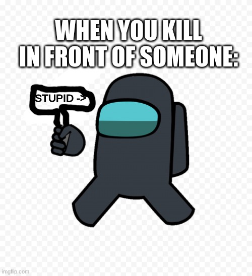 You feel so stupid | WHEN YOU KILL IN FRONT OF SOMEONE:; STUPID -> | image tagged in among us | made w/ Imgflip meme maker