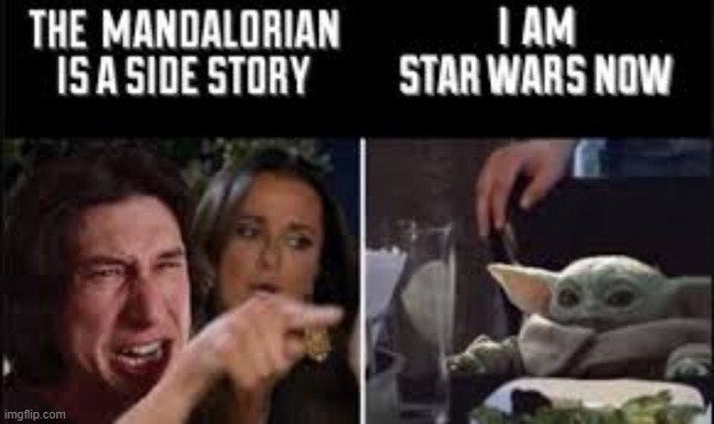 I AM STAR WARS NOW | image tagged in star wars,baby yoda,woman yelling at cat | made w/ Imgflip meme maker