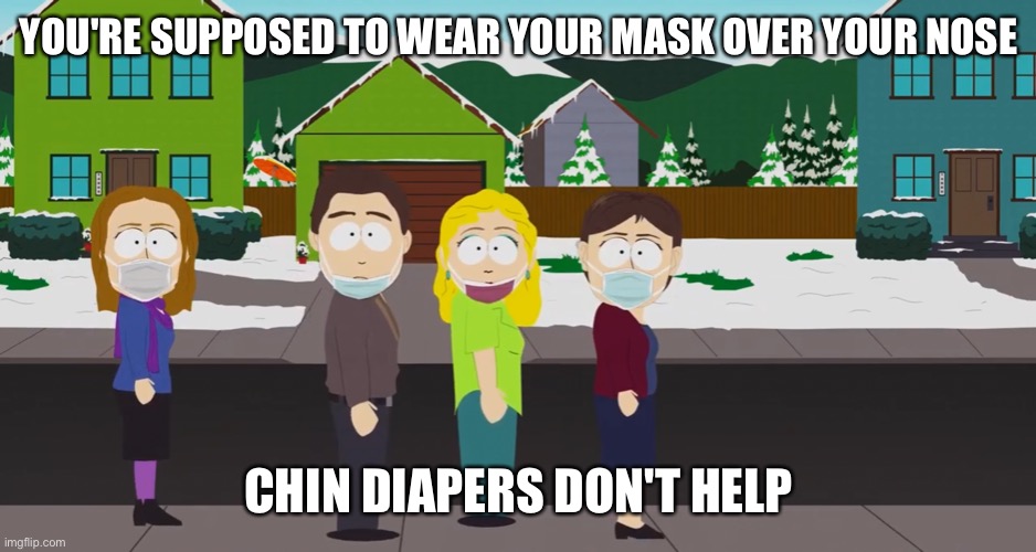 chin diaper | YOU'RE SUPPOSED TO WEAR YOUR MASK OVER YOUR NOSE; CHIN DIAPERS DON'T HELP | image tagged in chin diaper | made w/ Imgflip meme maker