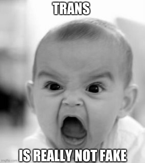 Angry Baby | TRANS; IS REALLY NOT FAKE | image tagged in memes,angry baby | made w/ Imgflip meme maker