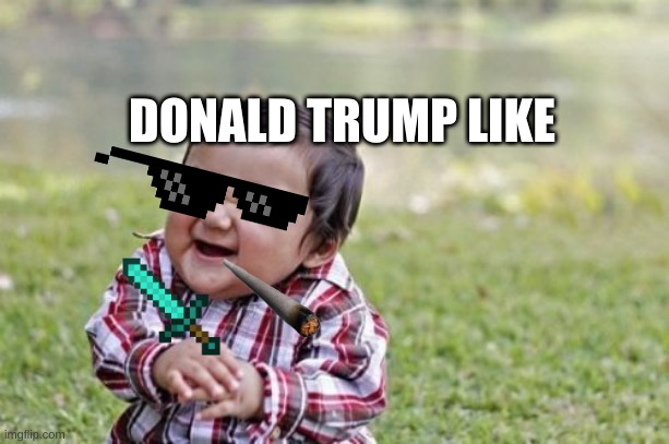 Evil Toddler Meme | DONALD TRUMP LIKE | image tagged in memes,evil toddler | made w/ Imgflip meme maker