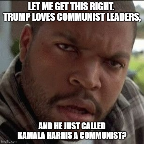 Trump Loves Kamala | LET ME GET THIS RIGHT.  TRUMP LOVES COMMUNIST LEADERS, AND HE JUST CALLED KAMALA HARRIS A COMMUNIST? | image tagged in trump,communist,kamala | made w/ Imgflip meme maker
