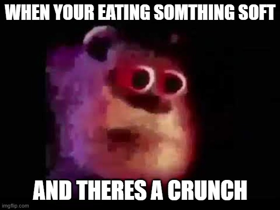 sully mmmmmmmm | WHEN YOUR EATING SOMTHING SOFT; AND THERES A CRUNCH | image tagged in sully mmmmmmmm | made w/ Imgflip meme maker