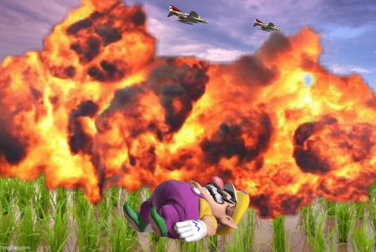 Wario gets hit by a napalm strike in Vietnam and dies.mp3 | image tagged in wario,dead,vietnam | made w/ Imgflip meme maker
