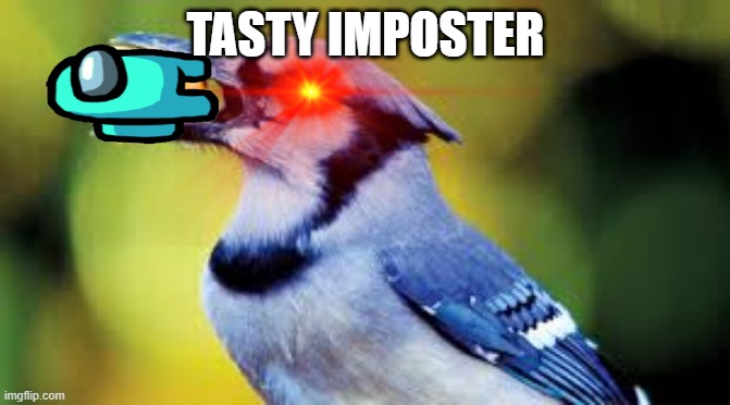 A Tasty Imposter | TASTY IMPOSTER | image tagged in birds,among us,imposter,angry bird | made w/ Imgflip meme maker