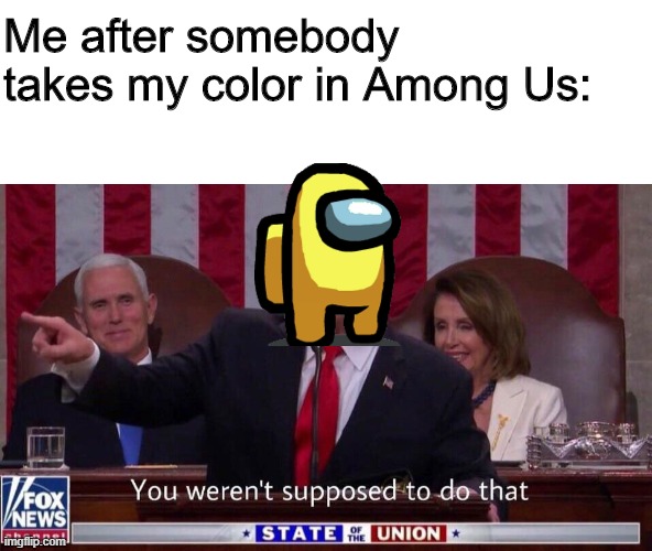 you werent supposed to do that | Me after somebody takes my color in Among Us: | image tagged in you werent supposed to do that | made w/ Imgflip meme maker