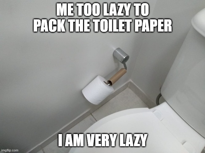error | ME TOO LAZY TO PACK THE TOILET PAPER; I AM VERY LAZY | image tagged in fail toilet | made w/ Imgflip meme maker