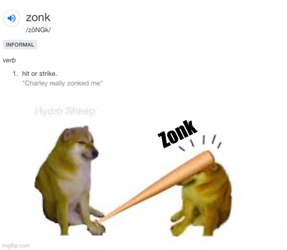 I found a new word today | Zonk | image tagged in zonk,doge,bonk doge,funny,memes | made w/ Imgflip meme maker