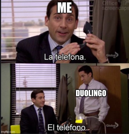 spanishh | ME; DUOLINGO | image tagged in haha | made w/ Imgflip meme maker