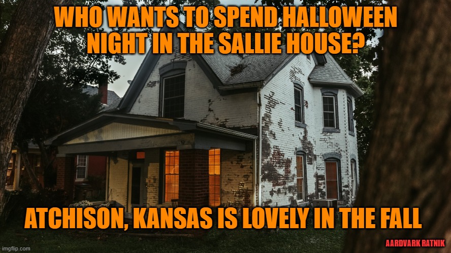Sallie House Ouija | WHO WANTS TO SPEND HALLOWEEN NIGHT IN THE SALLIE HOUSE? ATCHISON, KANSAS IS LOVELY IN THE FALL; AARDVARK RATNIK | image tagged in halloween,funny memes,ouija board,haunted house,kansas | made w/ Imgflip meme maker