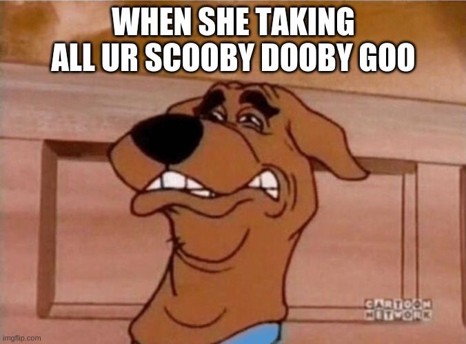 Scooby Cringe | WHEN SHE TAKING ALL UR SCOOBY DOOBY GOO | image tagged in scooby cringe | made w/ Imgflip meme maker