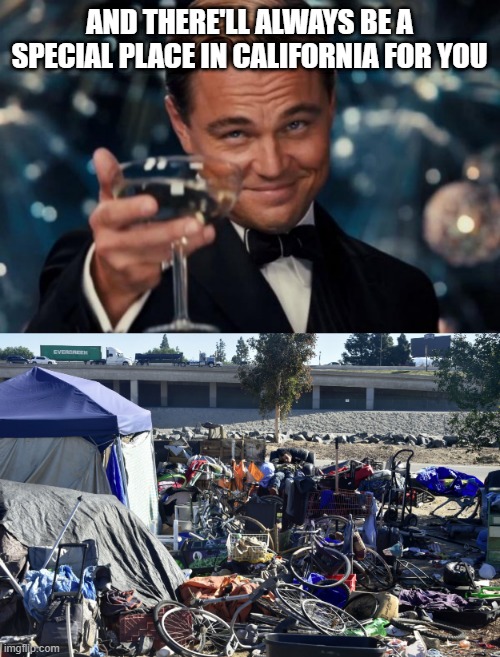AND THERE'LL ALWAYS BE A SPECIAL PLACE IN CALIFORNIA FOR YOU | image tagged in memes,leonardo dicaprio cheers | made w/ Imgflip meme maker