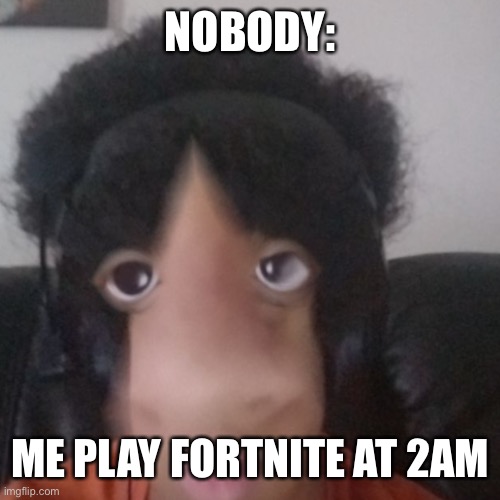 Me playing fortnite and it’s 2AM | NOBODY:; ME PLAY FORTNITE AT 2AM | image tagged in funny memes | made w/ Imgflip meme maker