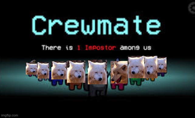 There is one imposter among us | image tagged in there is 1 imposter among us,laughing wolf | made w/ Imgflip meme maker