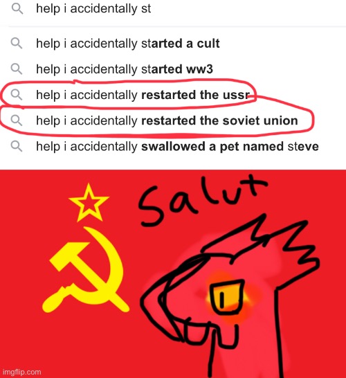 _____SALUT_____ | image tagged in salut,slugma,pokemon,ussr,google search,soviet union | made w/ Imgflip meme maker