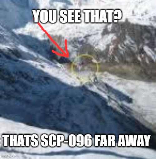 YOU SEE THAT? THATS SCP-096 FAR AWAY | image tagged in 096 spotted,scp | made w/ Imgflip meme maker