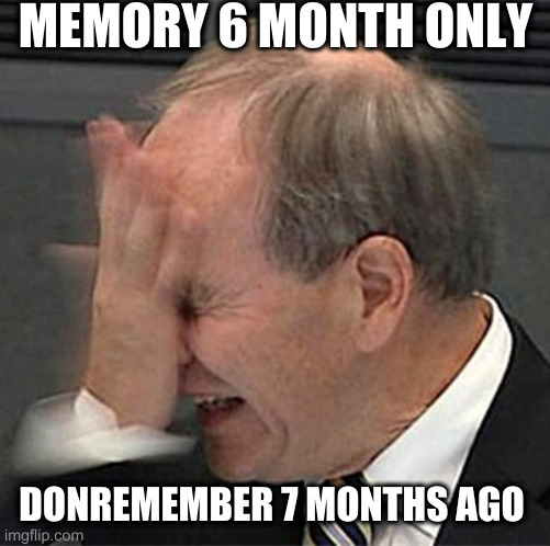 some right winger says he doesn't remember trump denying covid risk | MEMORY 6 MONTH ONLY; DONREMEMBER 7 MONTHS AGO | image tagged in facepalm | made w/ Imgflip meme maker