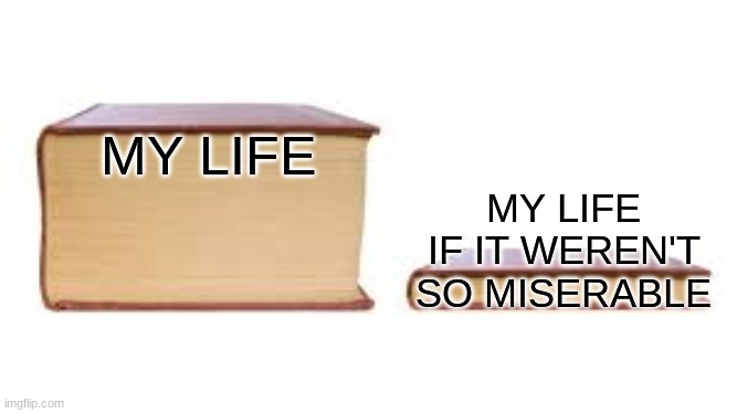 Big book small book | MY LIFE; MY LIFE IF IT WEREN'T SO MISERABLE | image tagged in big book small book | made w/ Imgflip meme maker