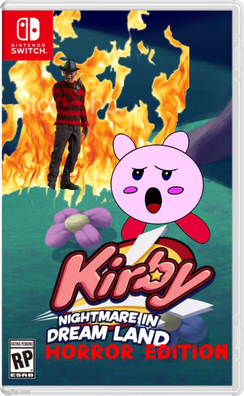 A true nightmare for our star warrior... | image tagged in nintendo switch,kirby,spooktober,horror,freddy krueger | made w/ Imgflip meme maker