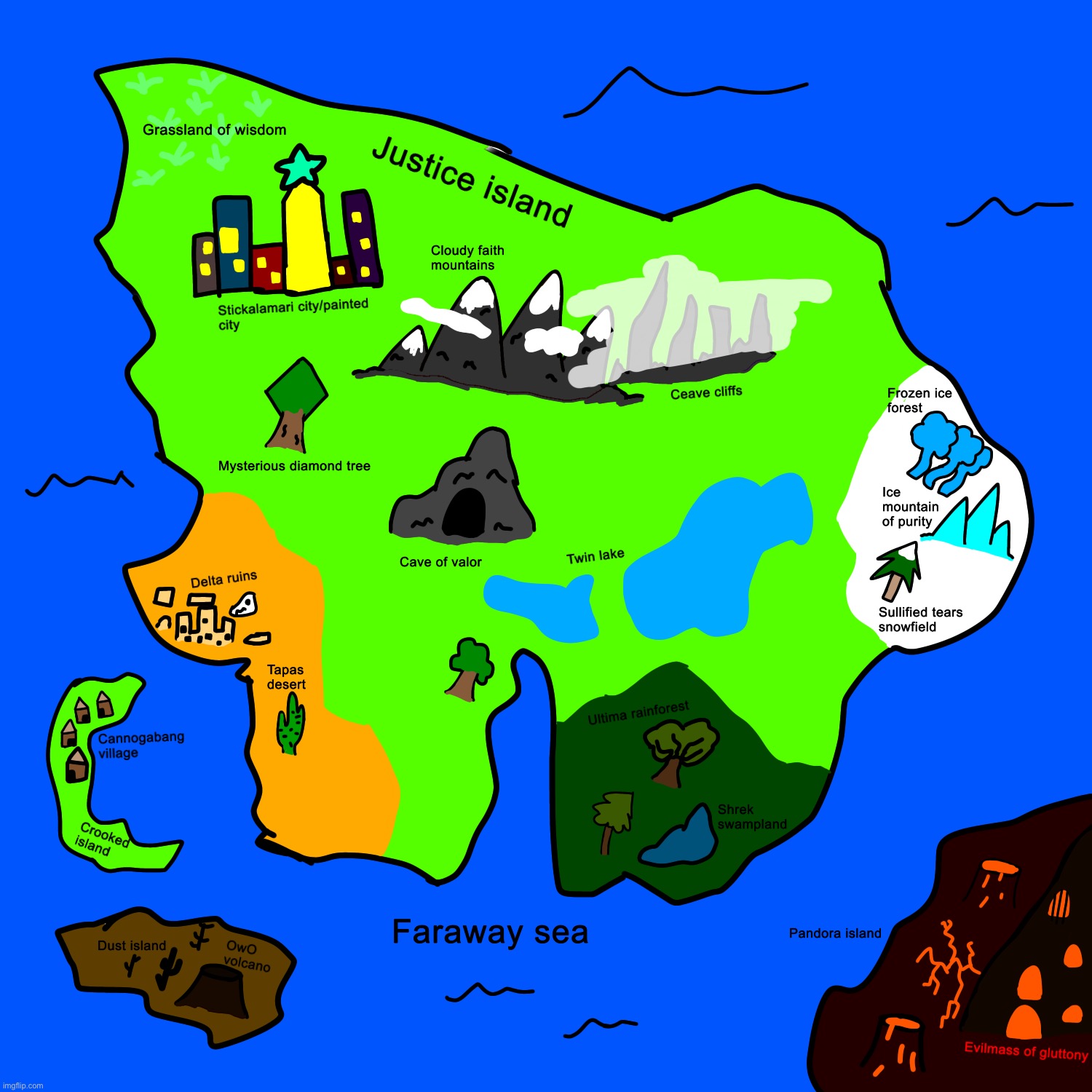 So i made a.... literal... idk.. a map :/ (welp, nothing special... it just..pointless ... useless... frick) | image tagged in drawings,map,oc | made w/ Imgflip meme maker