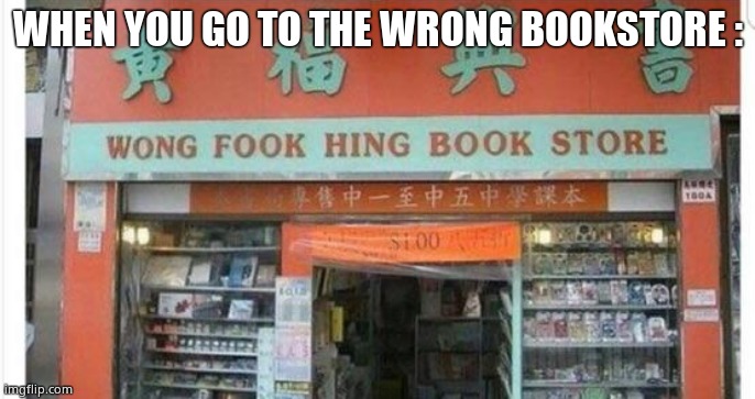 Wong Fook Hing | WHEN YOU GO TO THE WRONG BOOKSTORE : | image tagged in wong fook hing | made w/ Imgflip meme maker