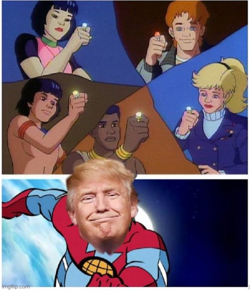 High Quality Trump Captain Planet powers combined (fixed text-boxes) Blank Meme Template